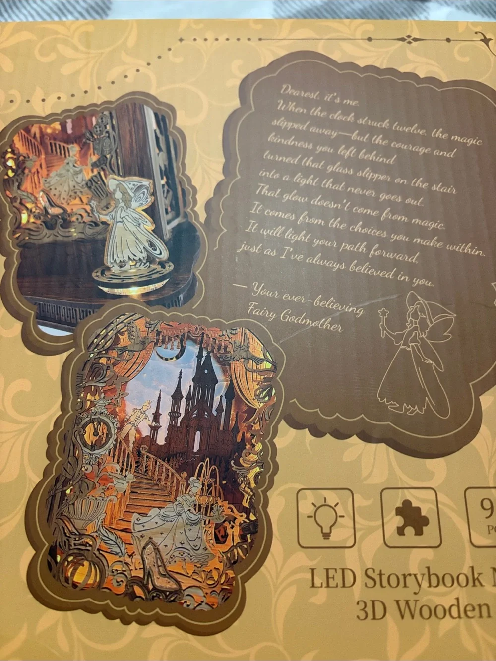 Cinderella Storybook Lamp Decorative Light- 3D Wooden Puzzle